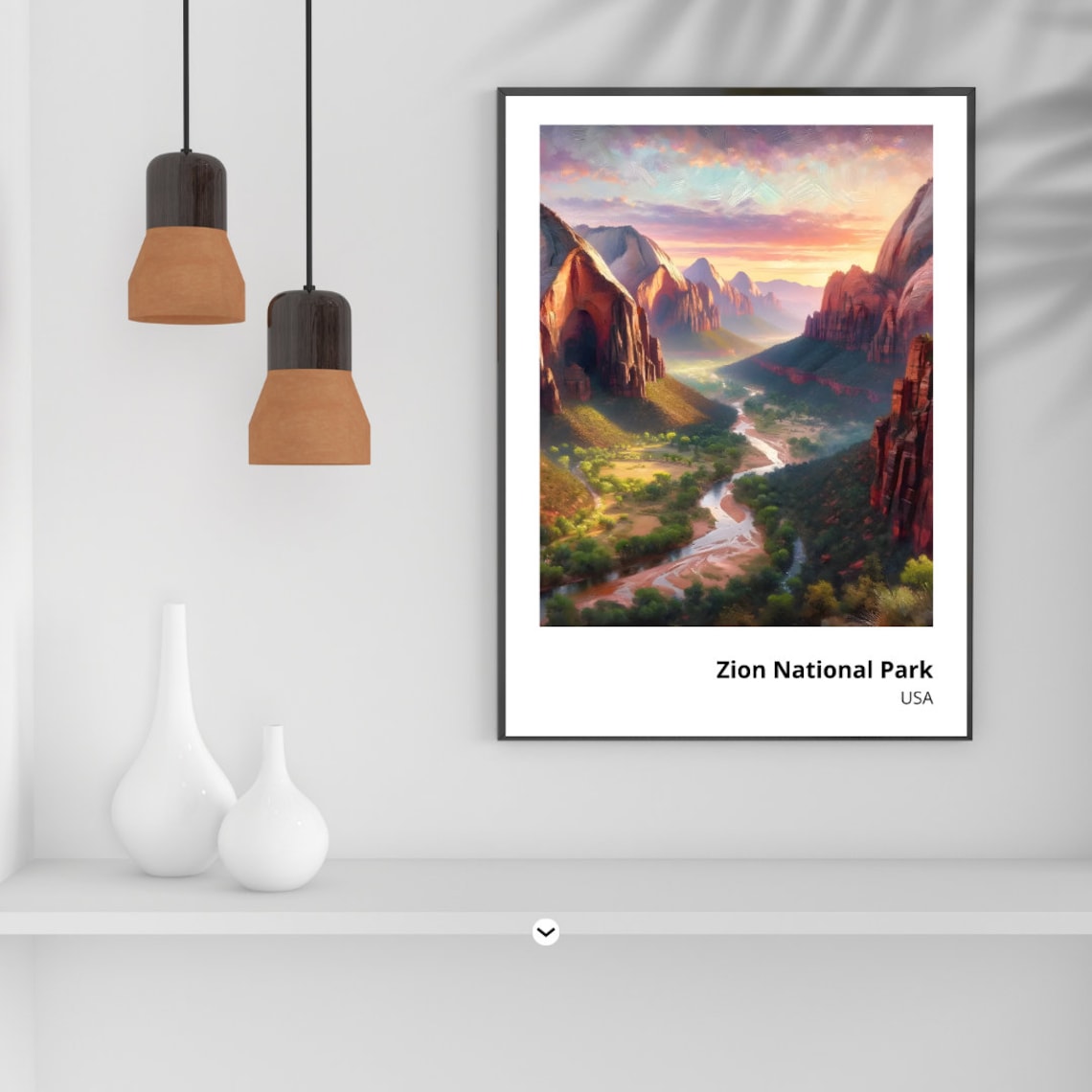 Zion National Park Utah Red Rock Canyon River Sunset View Poster - Image 5