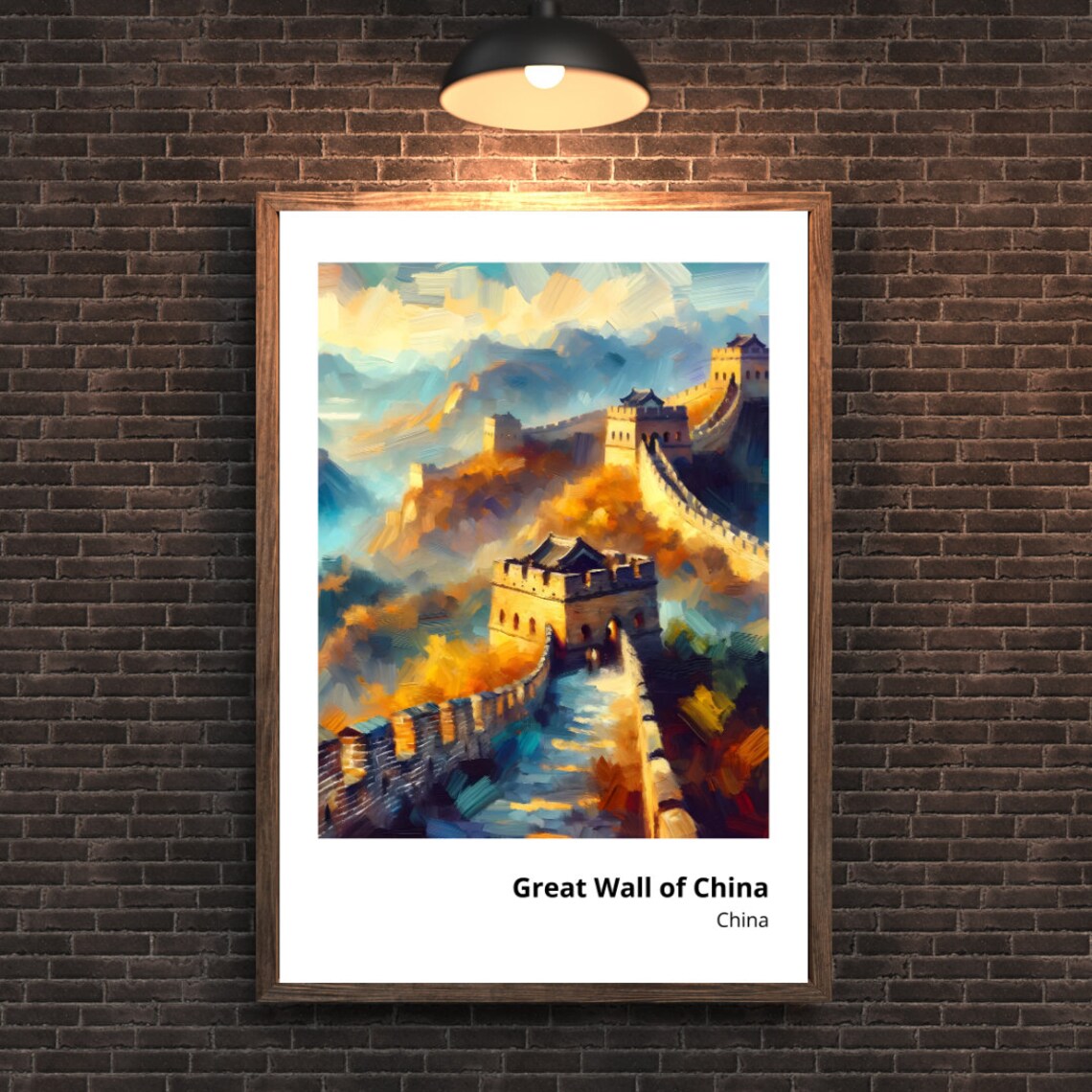 Great Wall of China Mountain Watchtowers Majestic Sunset Poster
