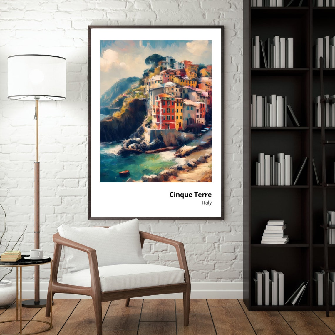 Cinque Terre Italy Colorful Cliffside Coastal Village View Poster