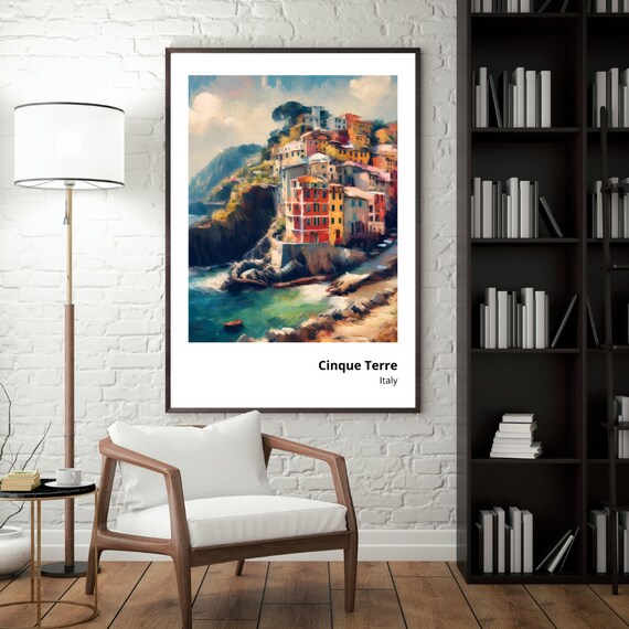 Cinque Terre Italy Colorful Cliffside Coastal Village View Poster