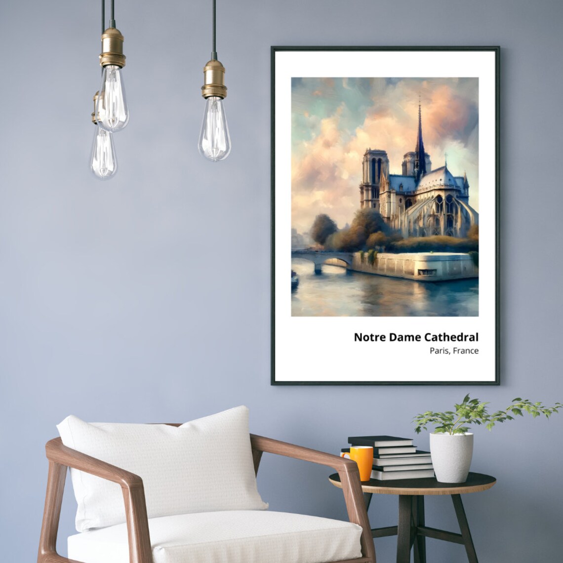 Notre Dame Cathedral Paris Seine Riverside Sunset Gothic Architecture Poster - Image 5