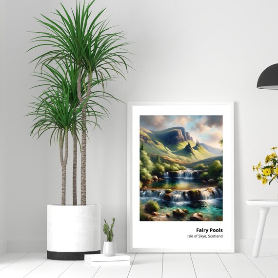 Fairy Pools Isle of Skye Scotland Waterfalls Mountain View Poster