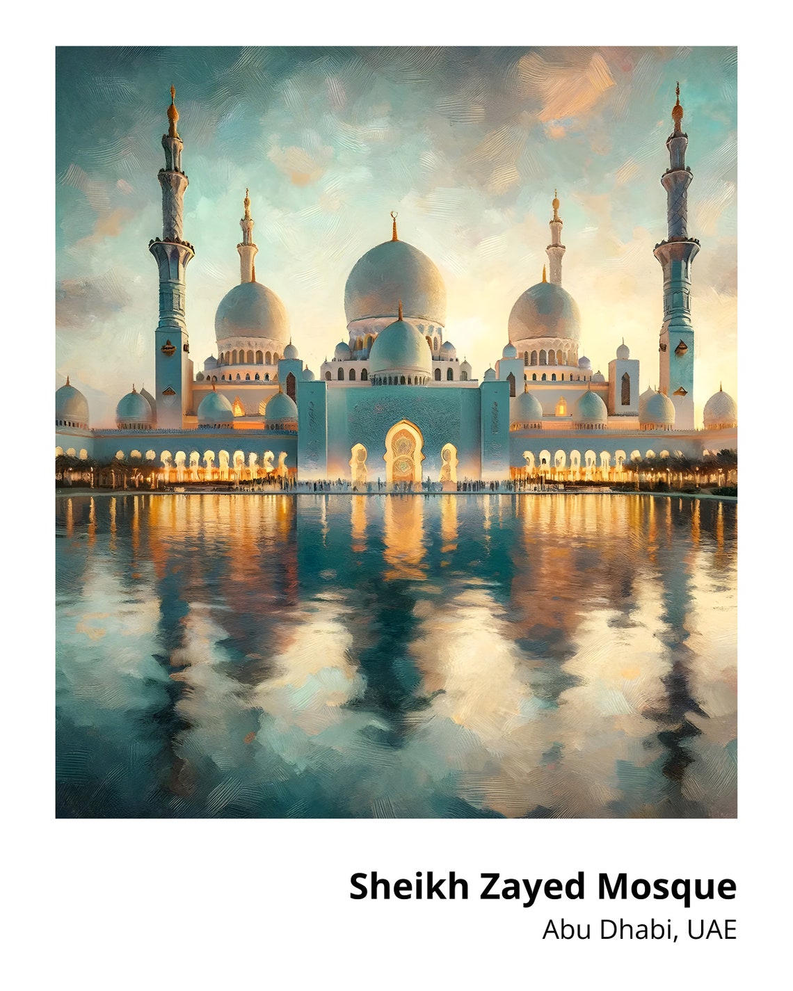 Sheikh Zayed Mosque Abu Dhabi Grand White Domes Reflection Poster - Image 2