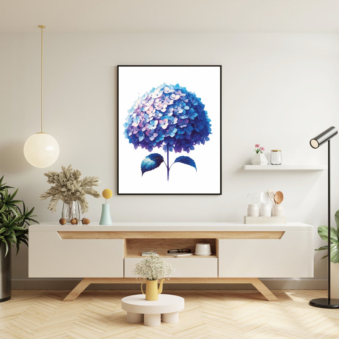 Lush Blue Hydrangea Bloom Captivating Watercolor Floral Poster - Image 4