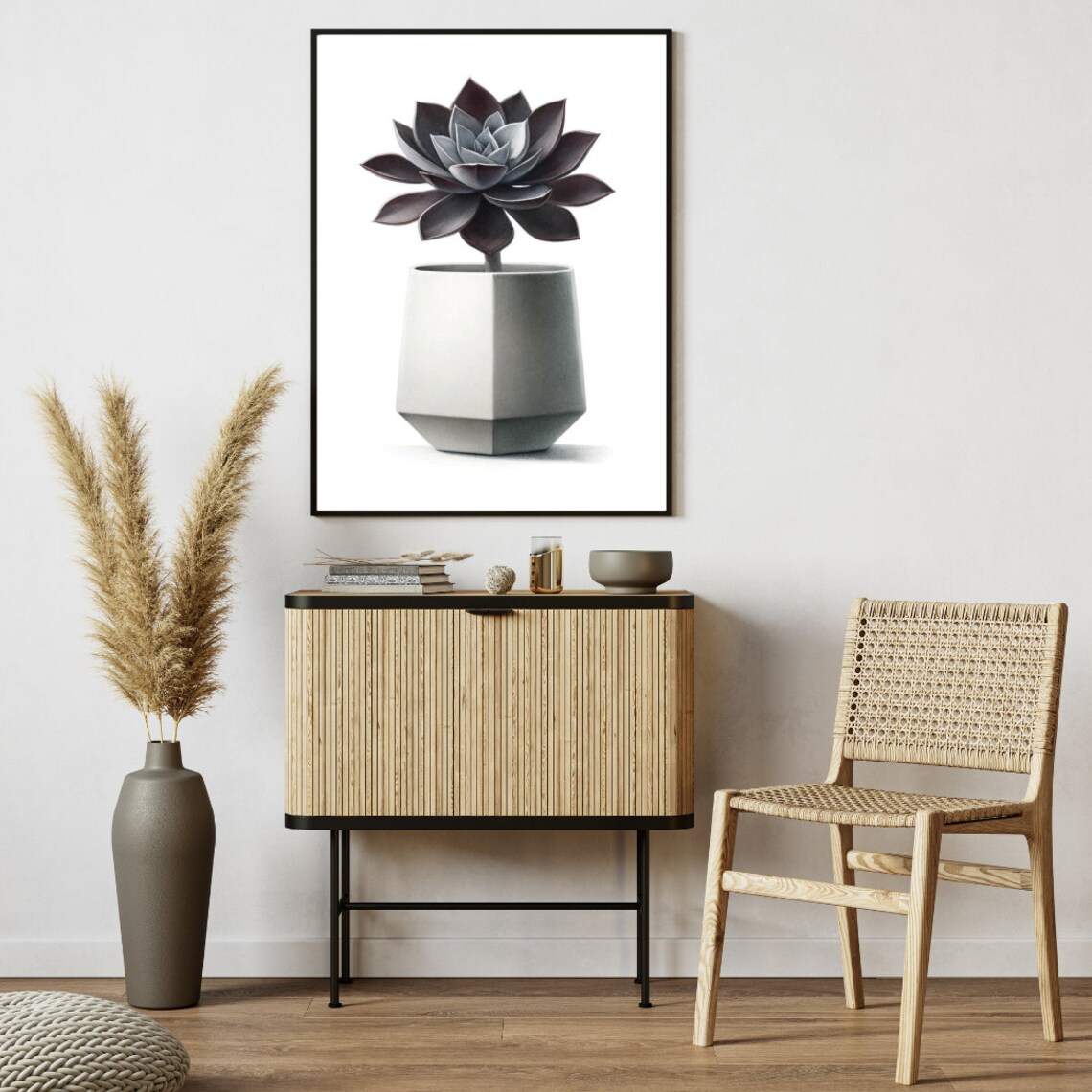 Modern Succulent in Geometric Pot, Wall Art - Image 3
