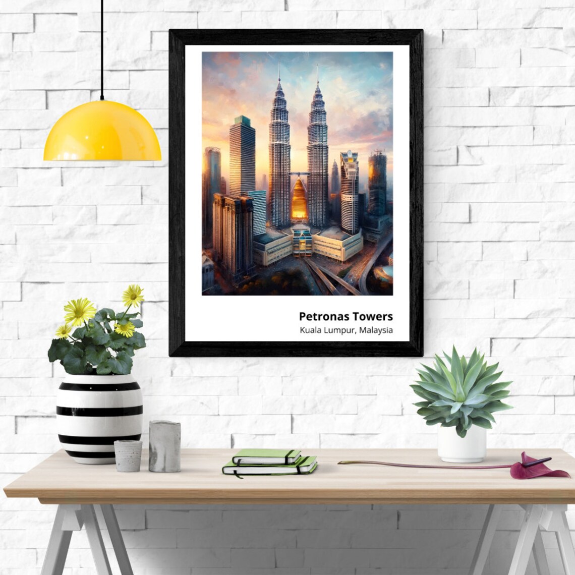 Petronas Towers Kuala Lumpur Twin Towers Sunset Skyline City Poster - Image 3