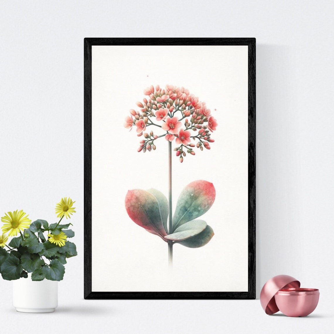 Pink Watercolor Flower Cluster Soft Romantic Botanical Art Poster - Image 3