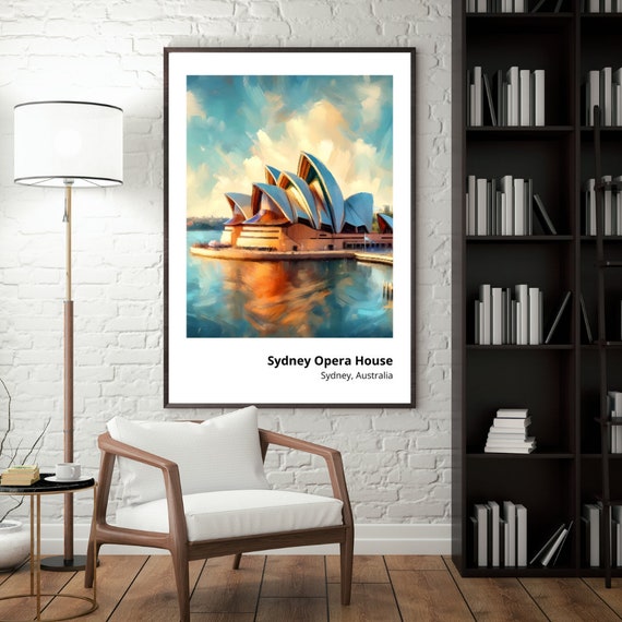 Sydney Opera House Art Print Iconic Painting Of Australian Landmark Vibrant And Modern Wall Decor Architectural Masterpiece Art