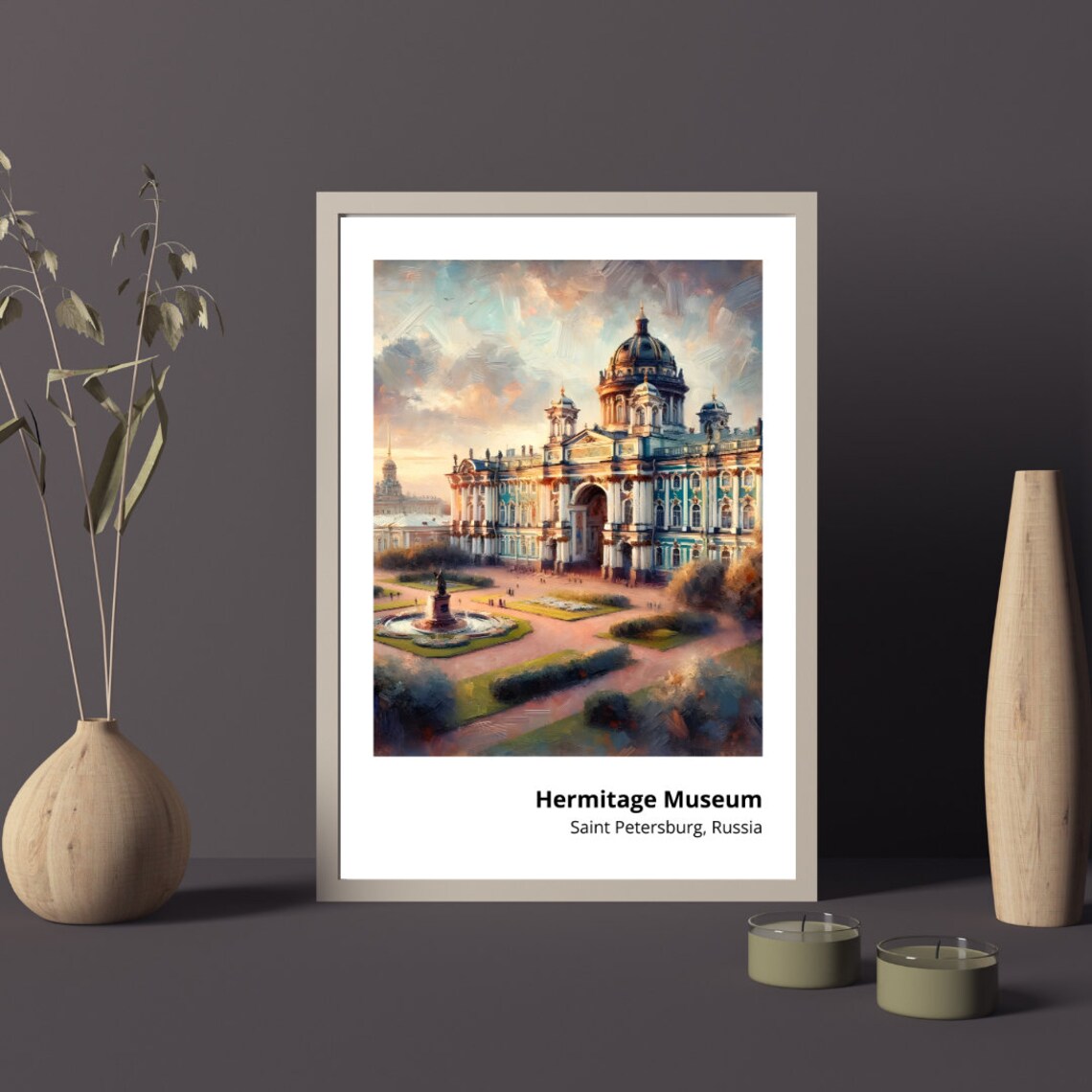 Hermitage Museum Saint Petersburg Russia Golden Sunset Landmark Art Poster - Image 2