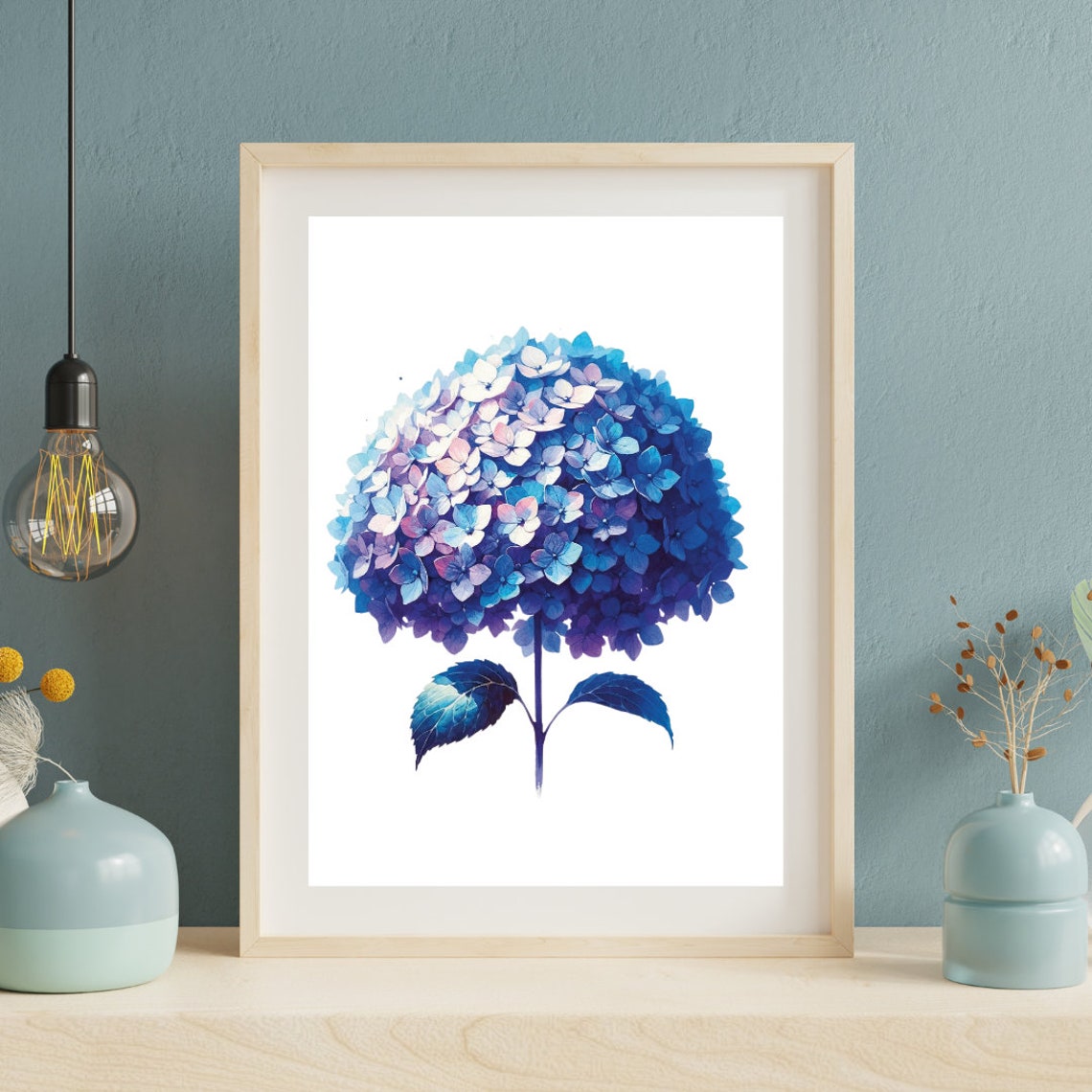 Lush Blue Hydrangea Bloom Captivating Watercolor Floral Poster - Image 5