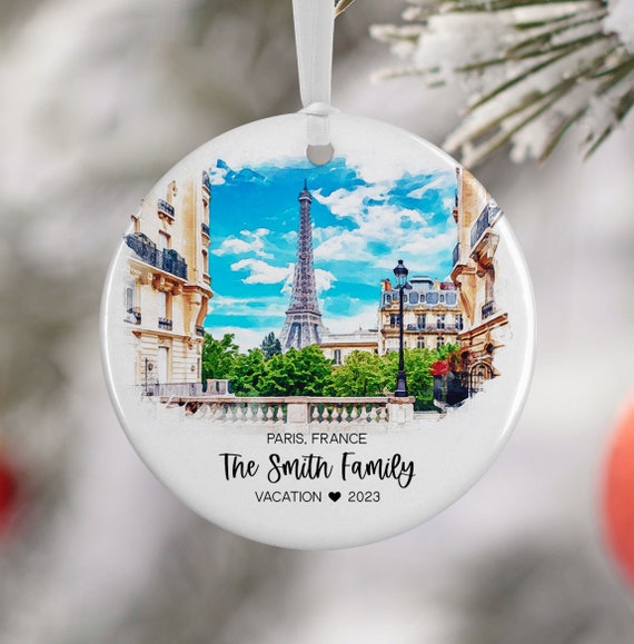 Paris France Ornament Watercolor Travel Poster