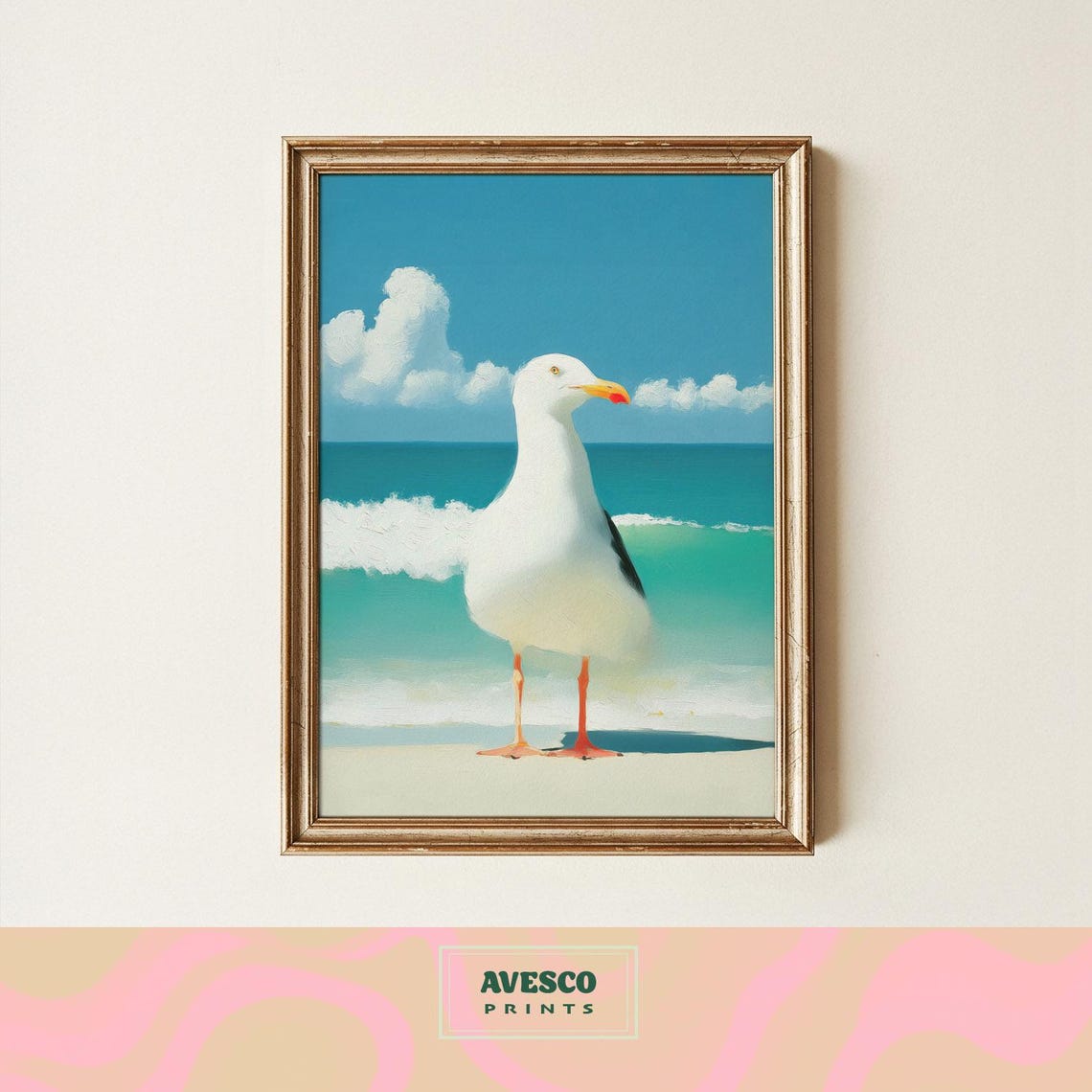 Seagull Print, Coastal Beach Wall Art