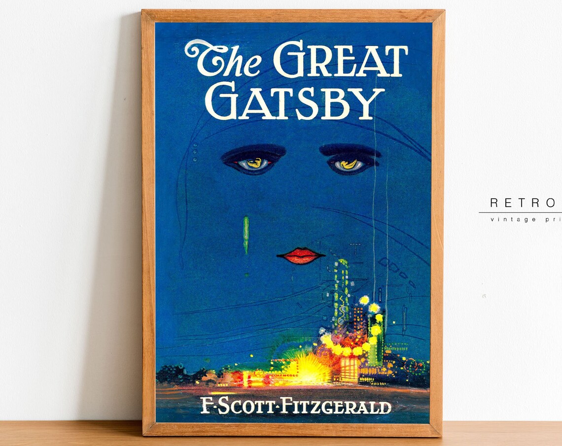 The Great Gatsby First Edition Dust Jacket Cover Jazz Age Art Deco Print