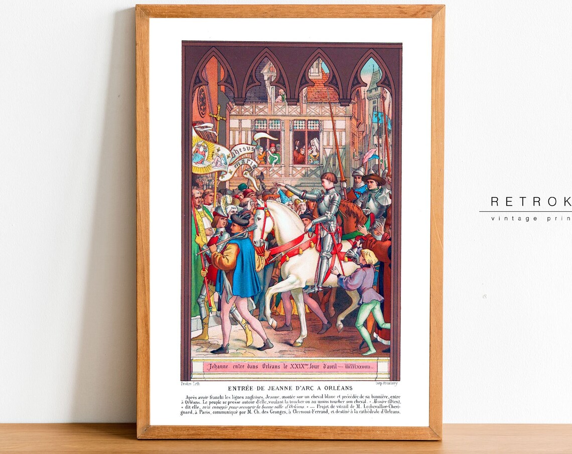 Joan Of Arc Entering Orleans 1429 Vintage French Historical Art Poster
