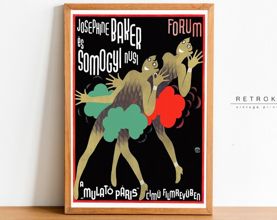 Josephine Baker Forum Hungarian Film Revue Dancers Art Deco Poster