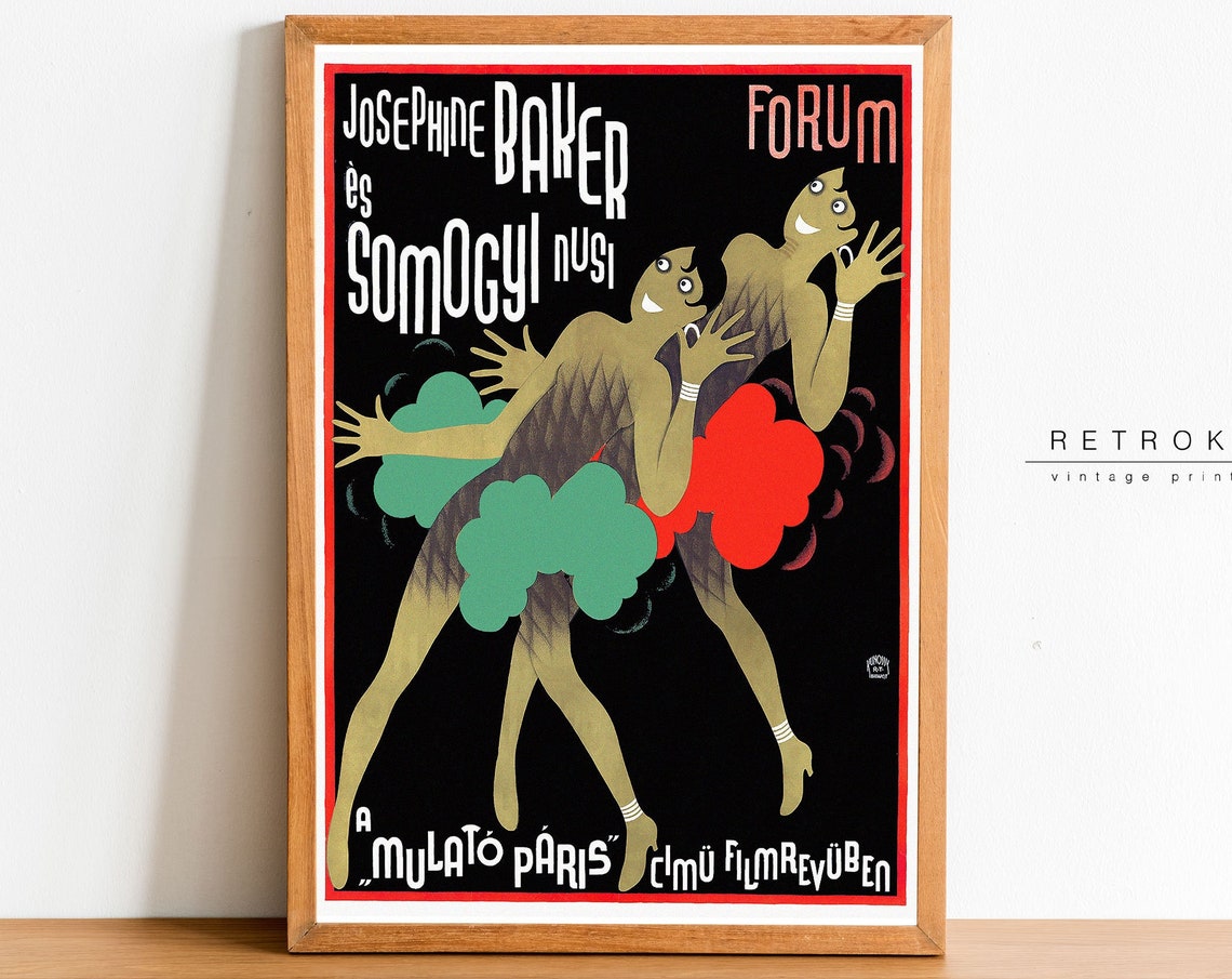 Josephine Baker Forum Hungarian Film Revue Dancers Art Deco Poster