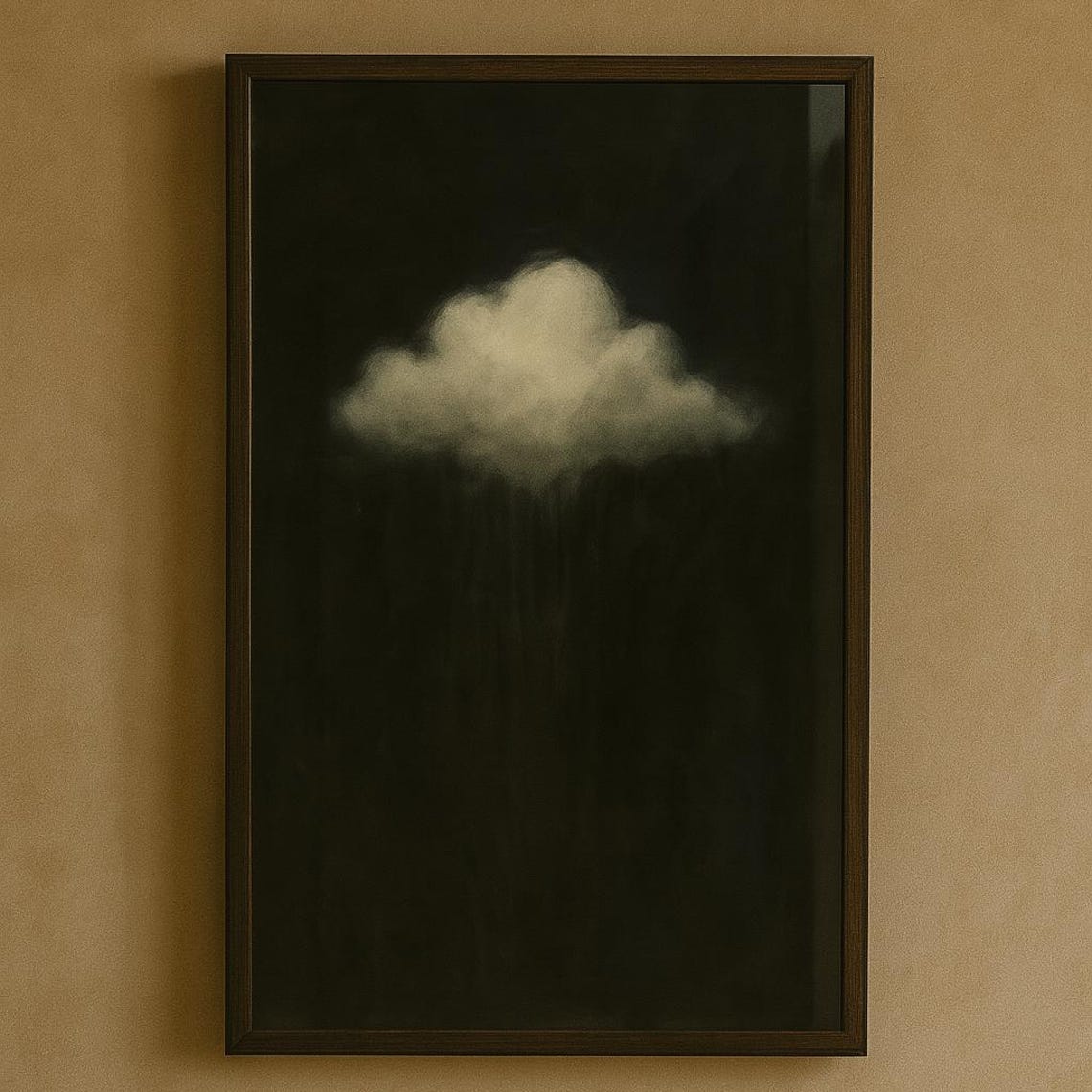 Glowing White Cloud on a Dark Moody Night Sky Minimalist Poster Art
