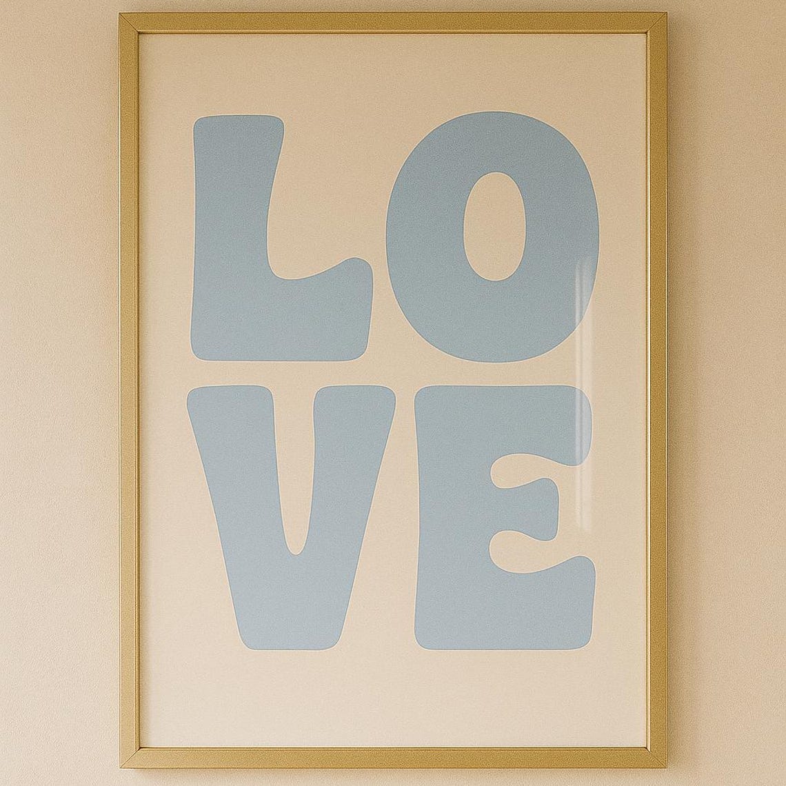 Blue LOVE Retro Chunky Typography Minimalist Valentines Poster