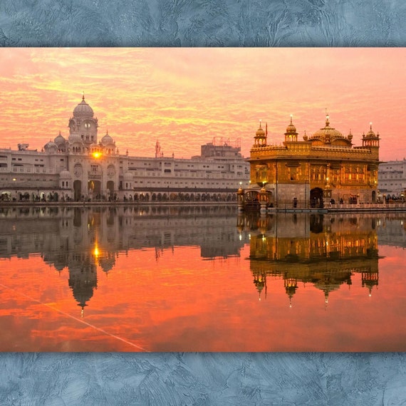 Golden Temple Sri Harmandir Sahib Golden Temple Indian Wall Art Golden Temple Harmandir Sahib Art Amritsar Punjab India At Sunset