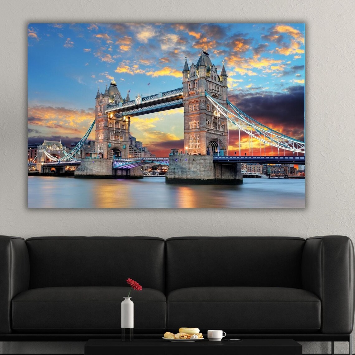 Tower Bridge London at Sunset Glowing River Thames Skyline Poster - Image 3
