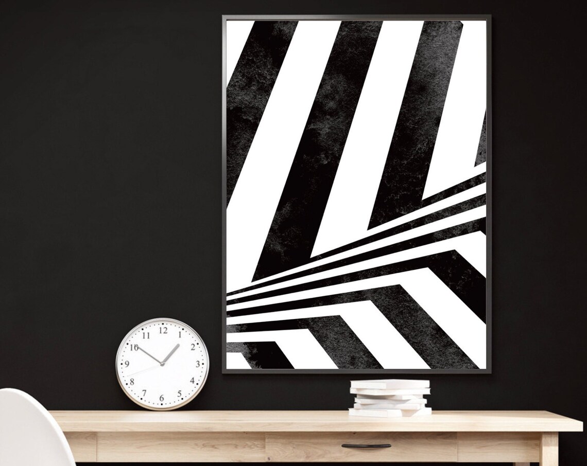 Hypnotic Black And White Optical Illusion Abstract Geometric Art Poster
