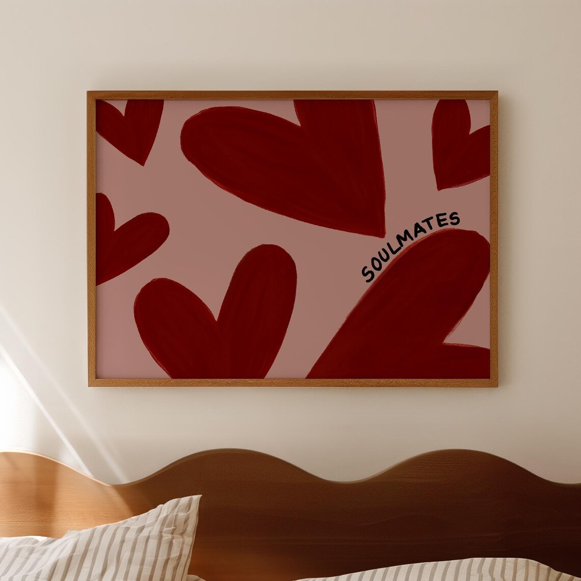 Soulmates Red Heart Pattern Romantic Love Valentine Bedroom Poster