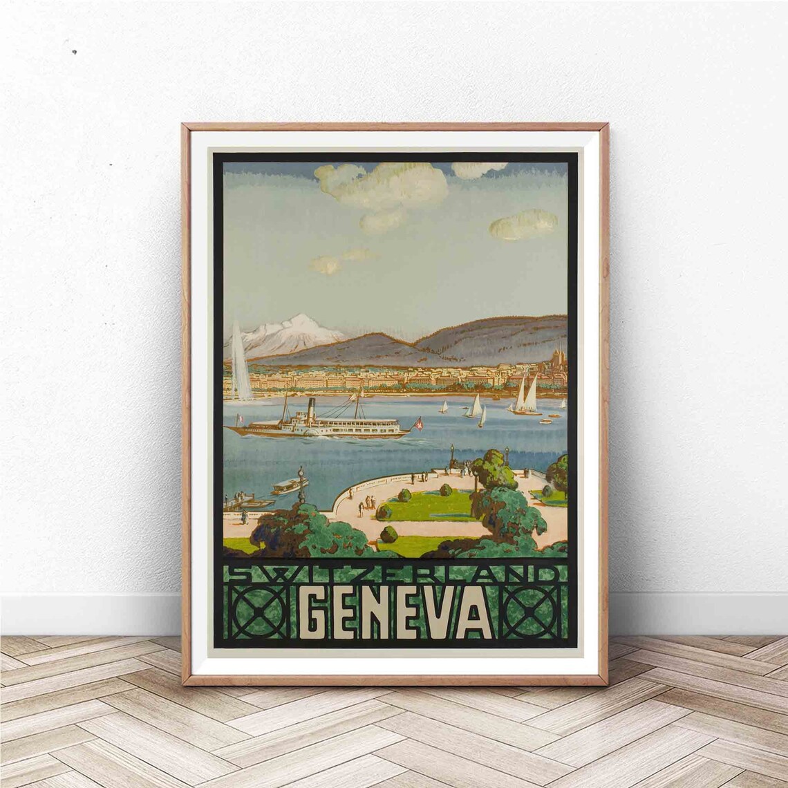 Geneva Vintage Travel Poster, Switzerland Wall Art