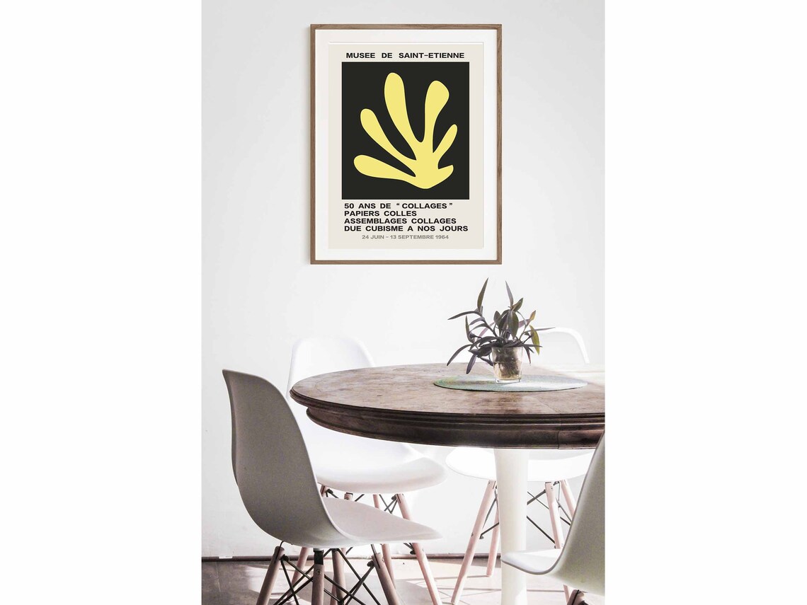 Musee de Saint Etienne 1964 Collages Yellow Paper Cut Leaf Exhibition Poster - Image 2