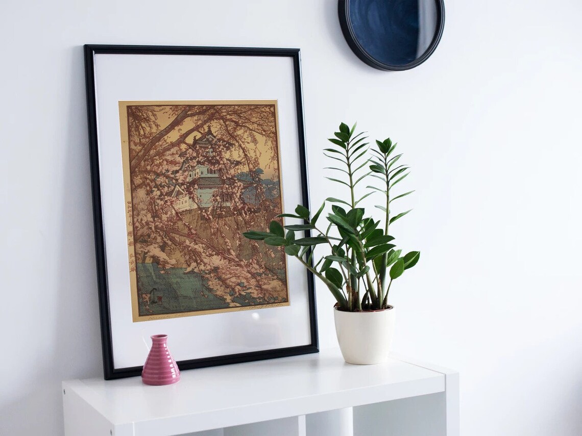 Japanese Cherry Blossoms Woodblock Art Print - Image 2