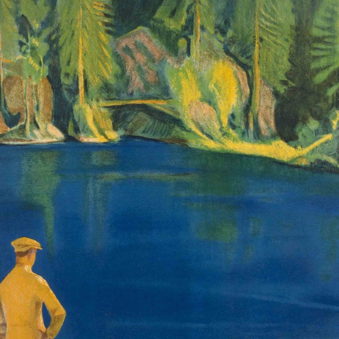 Blue Lake Kandersteg Bernese Alps Vintage Swiss Travel Poster - Image 2