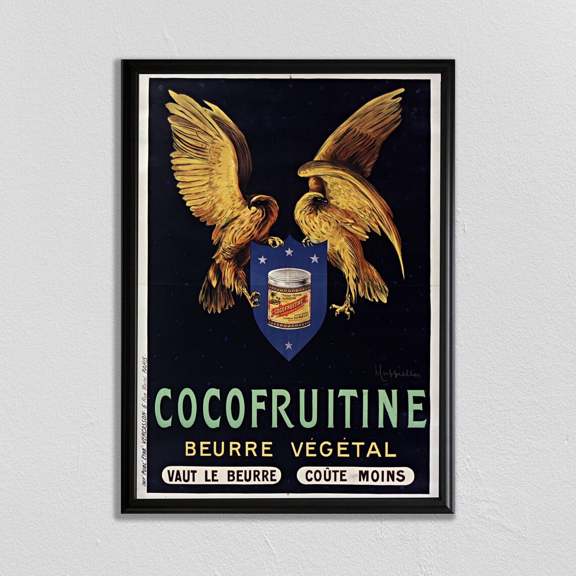 Cocofruitine Beurre Vegetal Golden Eagles Vintage Butter Ad Poster