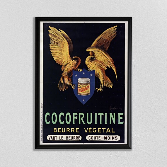 Cocofruitine Beurre Vegetal Golden Eagles Vintage Butter Ad Poster