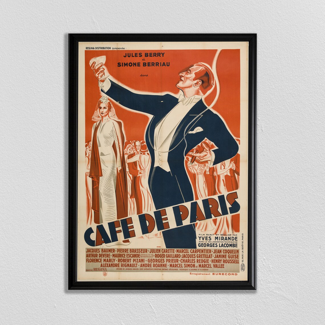 Cafe de Paris Vintage French Movie Poster Jules Berry Simone Berriau