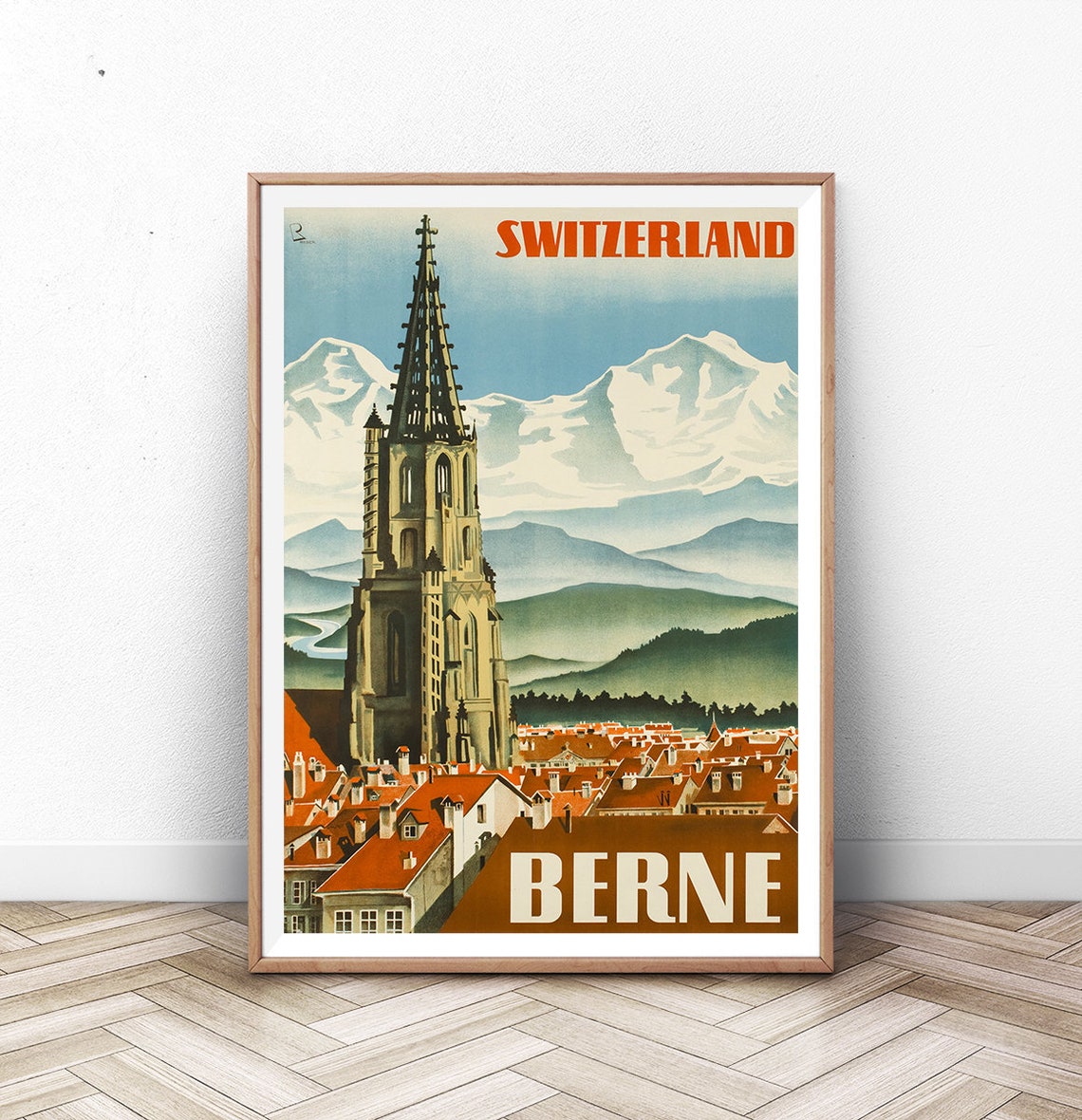 Berne Travel Poster Paris Wall Art Swiss Art Print France Print Italy Poster Mountain Poster Vintage Travel Summer Wall Art