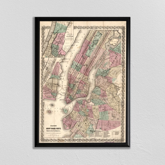 Antique New York Map, Vintage Central Park Map