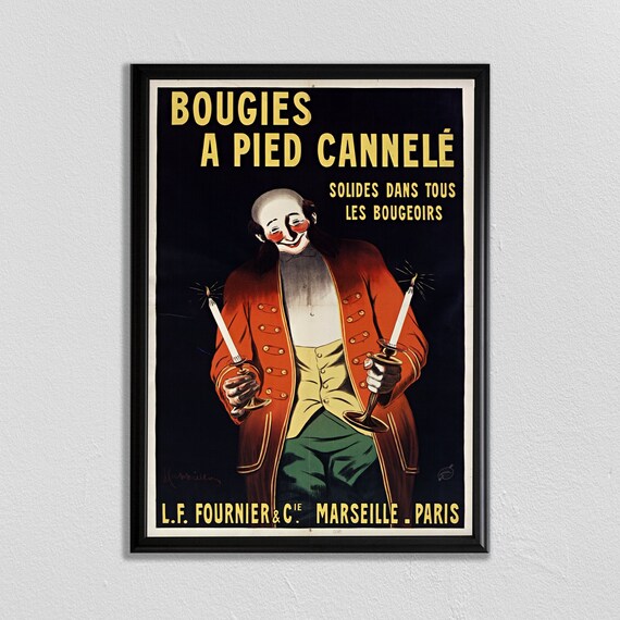 Bougies a Pied Cannele Pierrot Candles Vintage Fournier Paris Poster