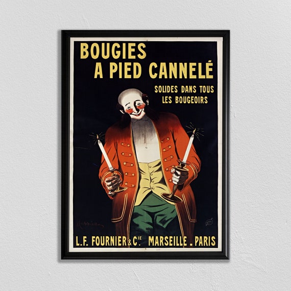 Paris Wall Art Vintage French Poster Leonetto Cappiello Bougies Pied Cannel Vintage Advertisement Literary Poster Library Poster
