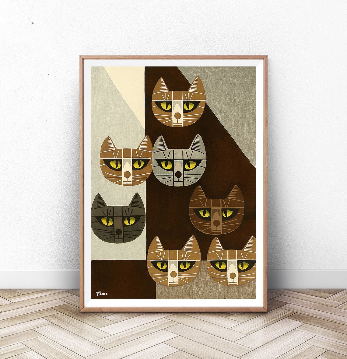 Cat Art Print, Japan Wood Block Japanese Decor