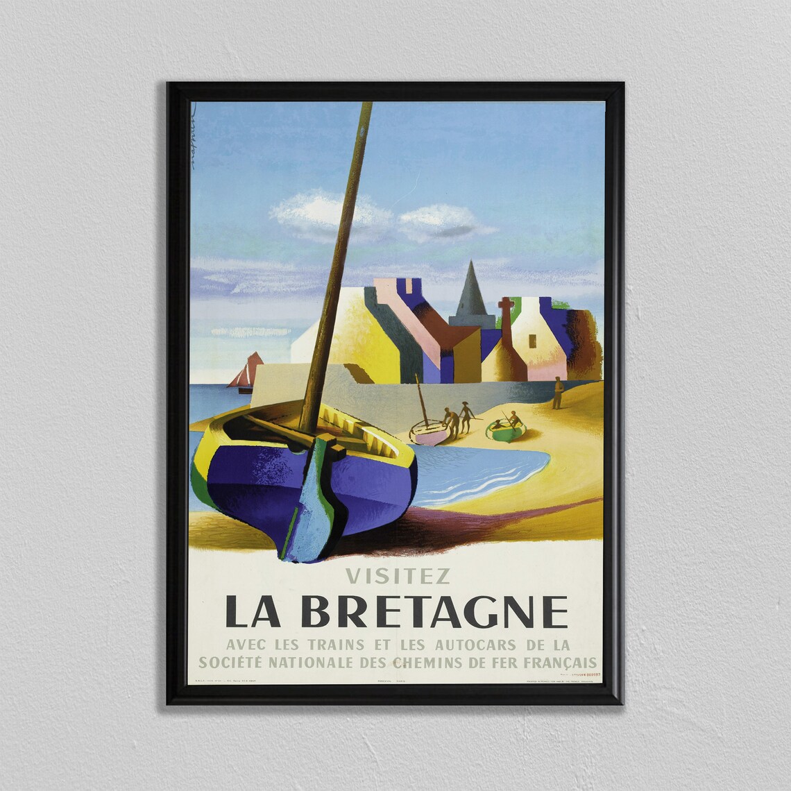 La Bretagne Paris French Riviera Vintage Travel Poster