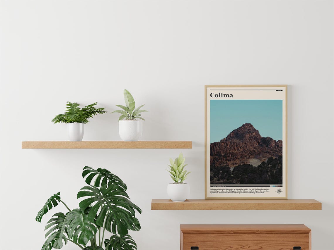 Colima Mexico Volcano Peak Rugged Rocky Summit Sky Travel Poster - Image 3