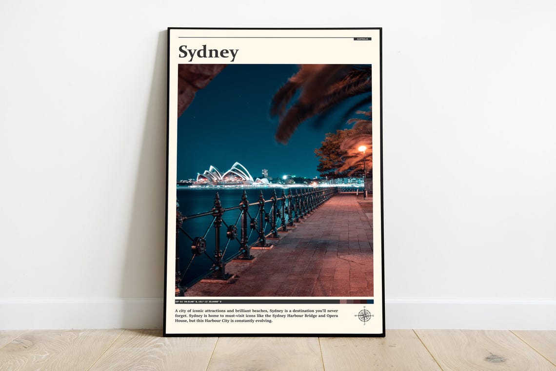 Sydney Australia Opera House Night Harbour Promenade Art Poster