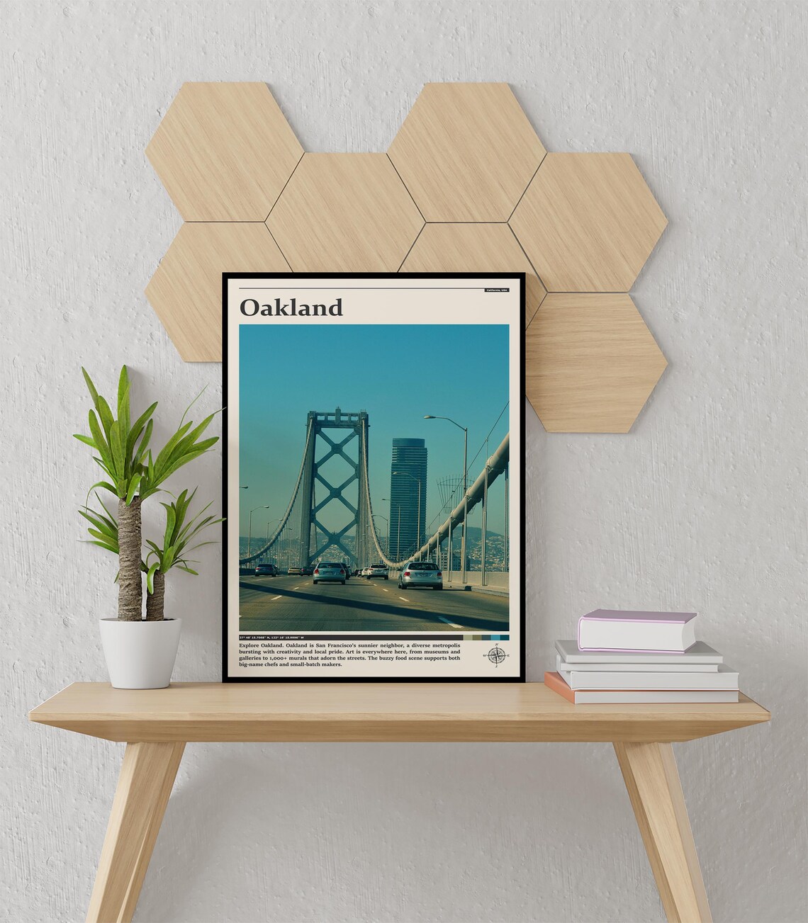 Oakland Bay Bridge City Skyline Urban California Travel Poster - Image 3