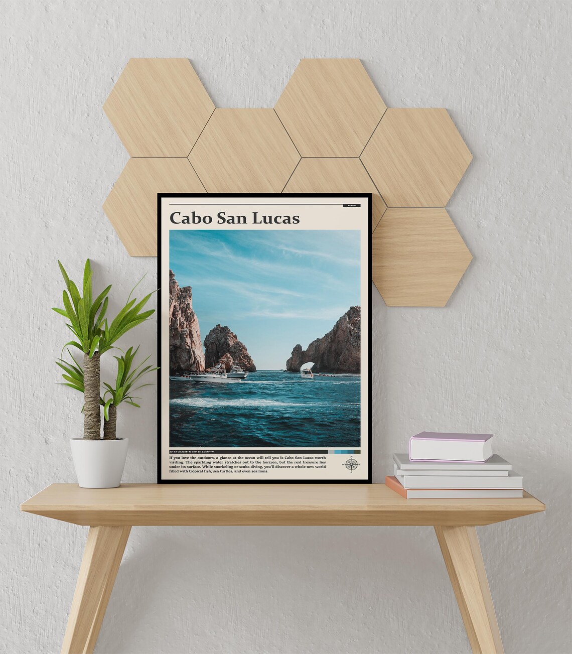 Cabo San Lucas El Arco Rock Formation With Boats Ocean Travel Poster - Image 3