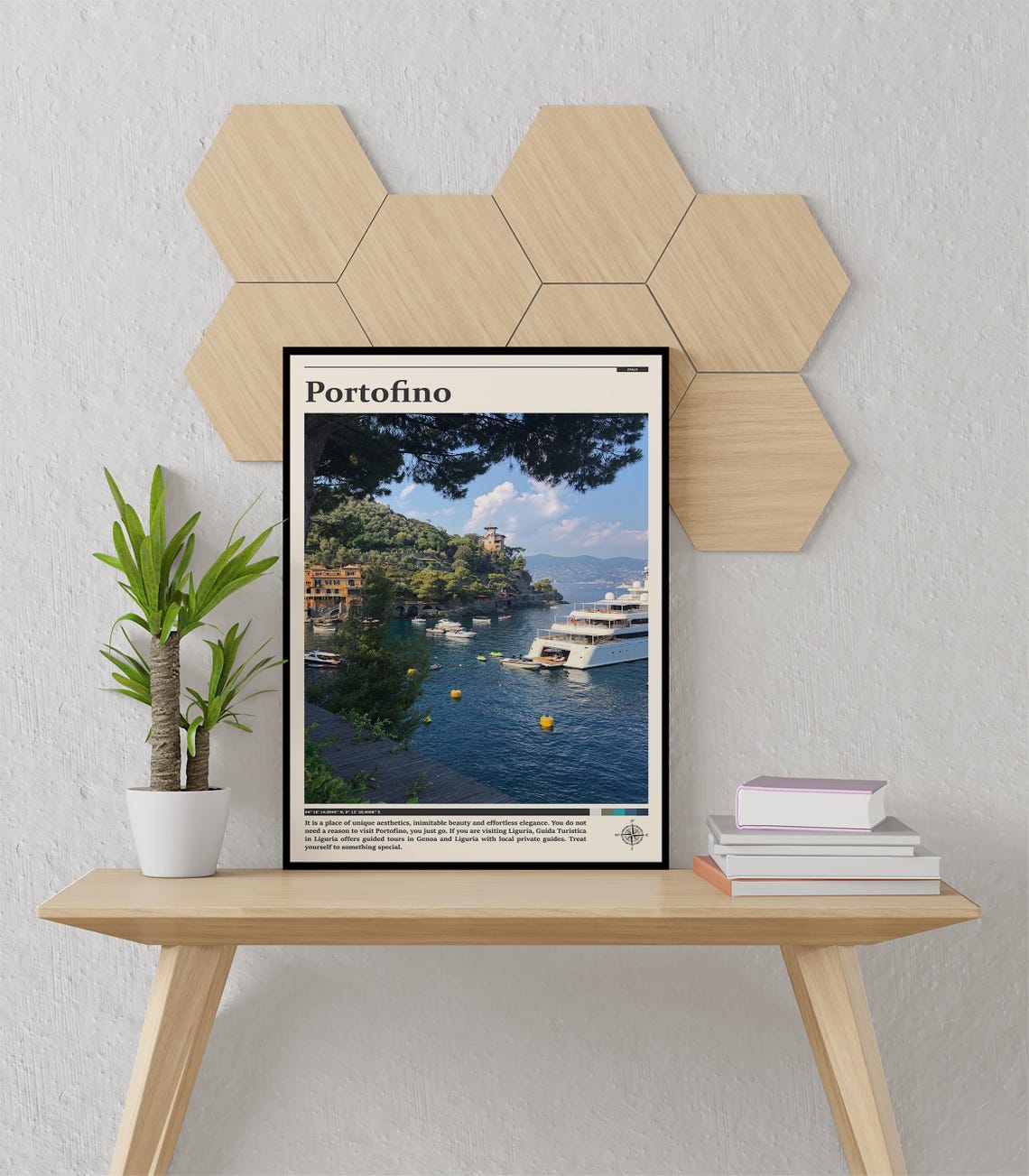 Portofino Italy Harbor With Yachts Green Hills Liguria Travel Poster - Image 3