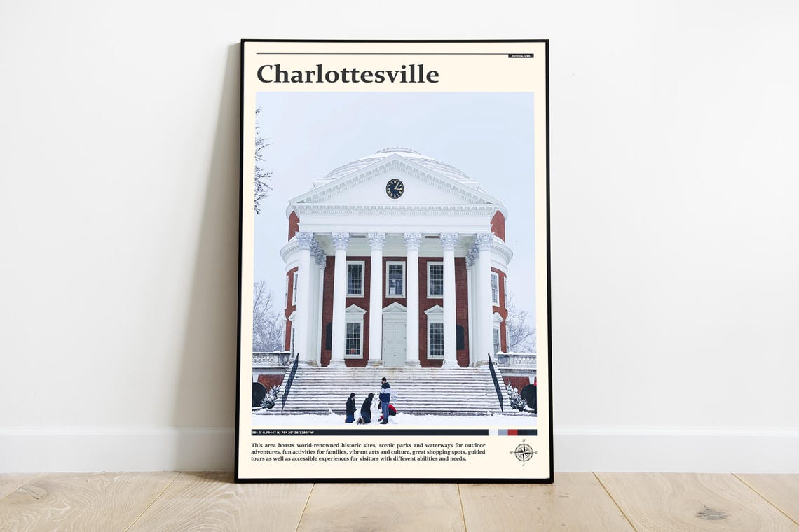 Charlottesville Virginia UVA Rotunda Snowy Winter Scene Poster