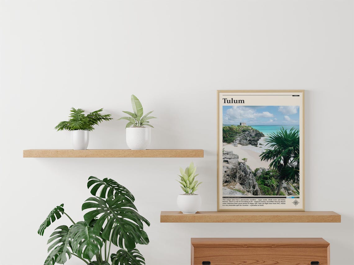 Tulum Mexico Mayan Ruins Cliff Caribbean Beach Travel Poster - Image 3