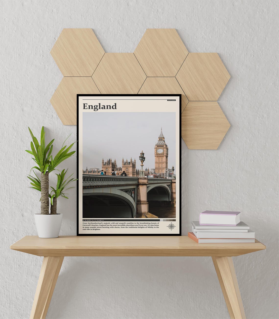 England Westminster Bridge Big Ben Thames Riverside View Poster - Image 3
