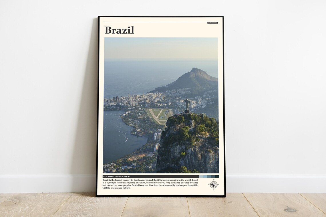 Brazil Christ The Redeemer Over Rio De Janeiro Bay Travel Poster