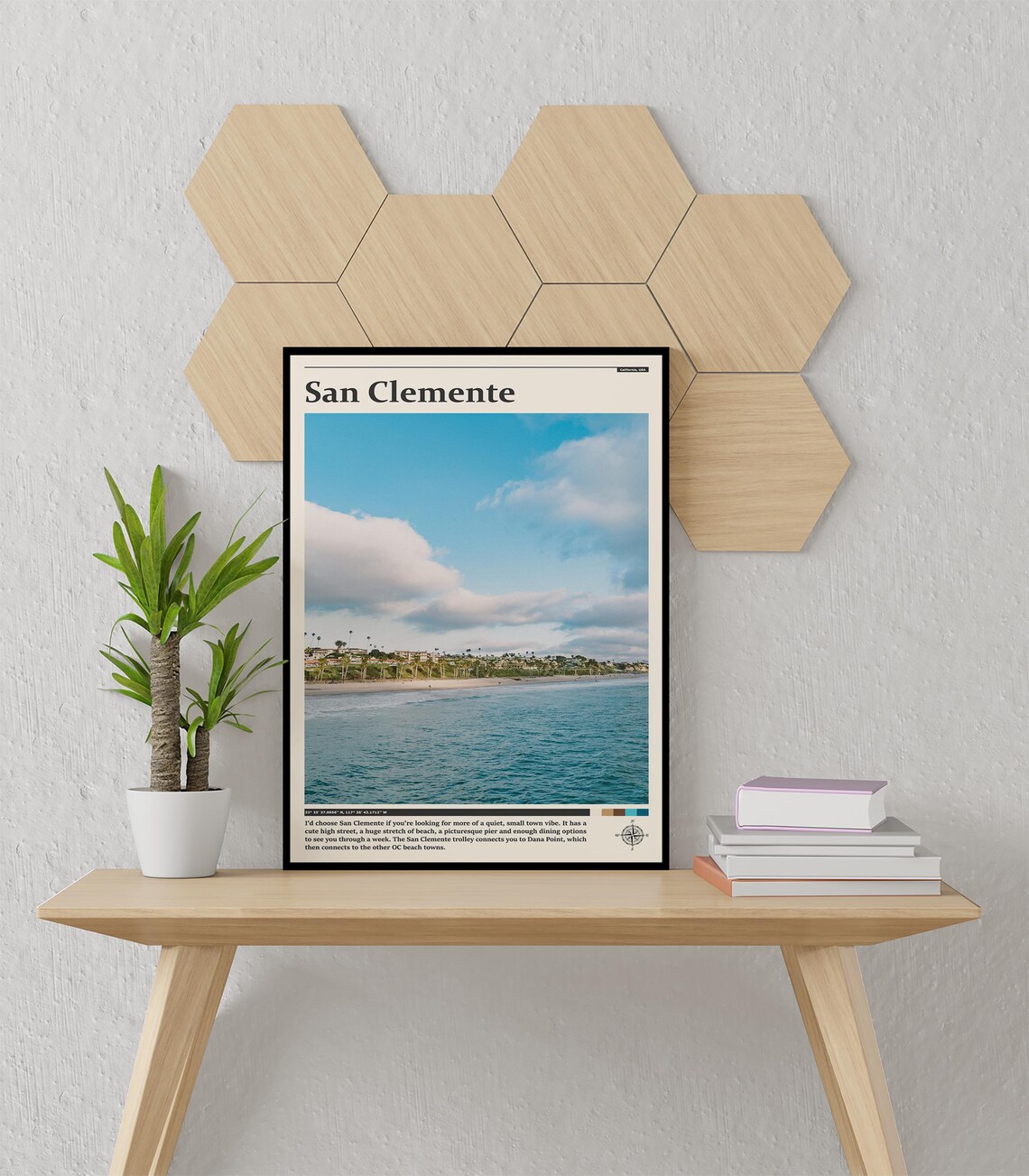 San Clemente California Palm Beach Quiet Shore Photography Poster - Image 3