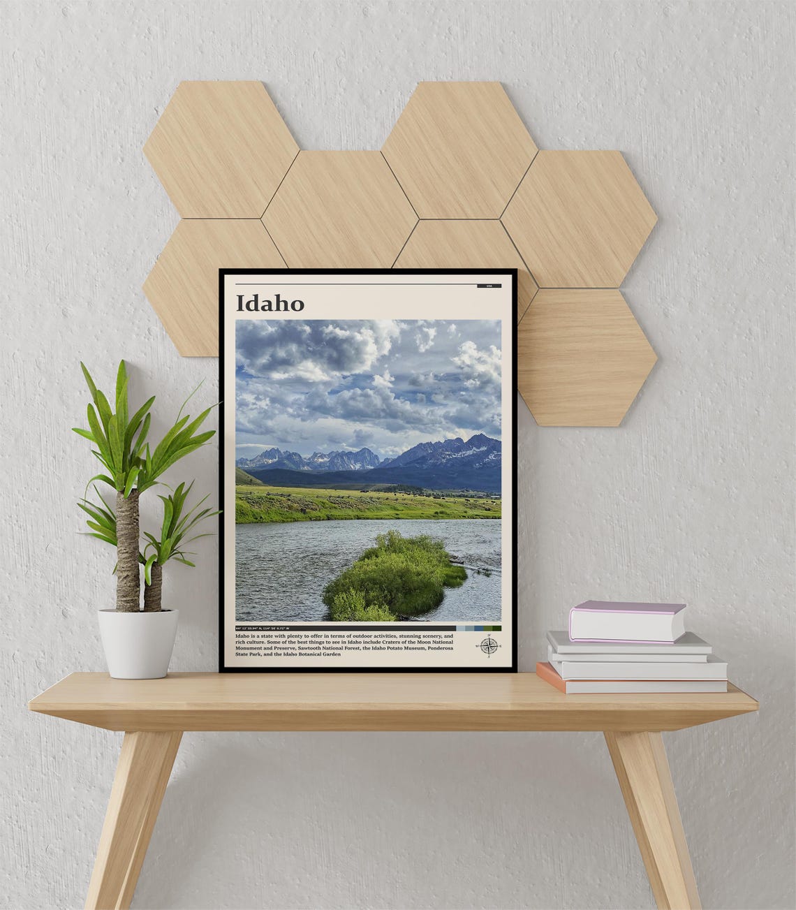 Idaho Mountain River Valley Scenic Landscape Gem State View Poster - Image 3